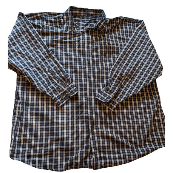 Van Heusen Studio Shirt Mens 3XLT Button Up Long Sleeve Cotton Plaid Blue Gray - Picture 1 of 15